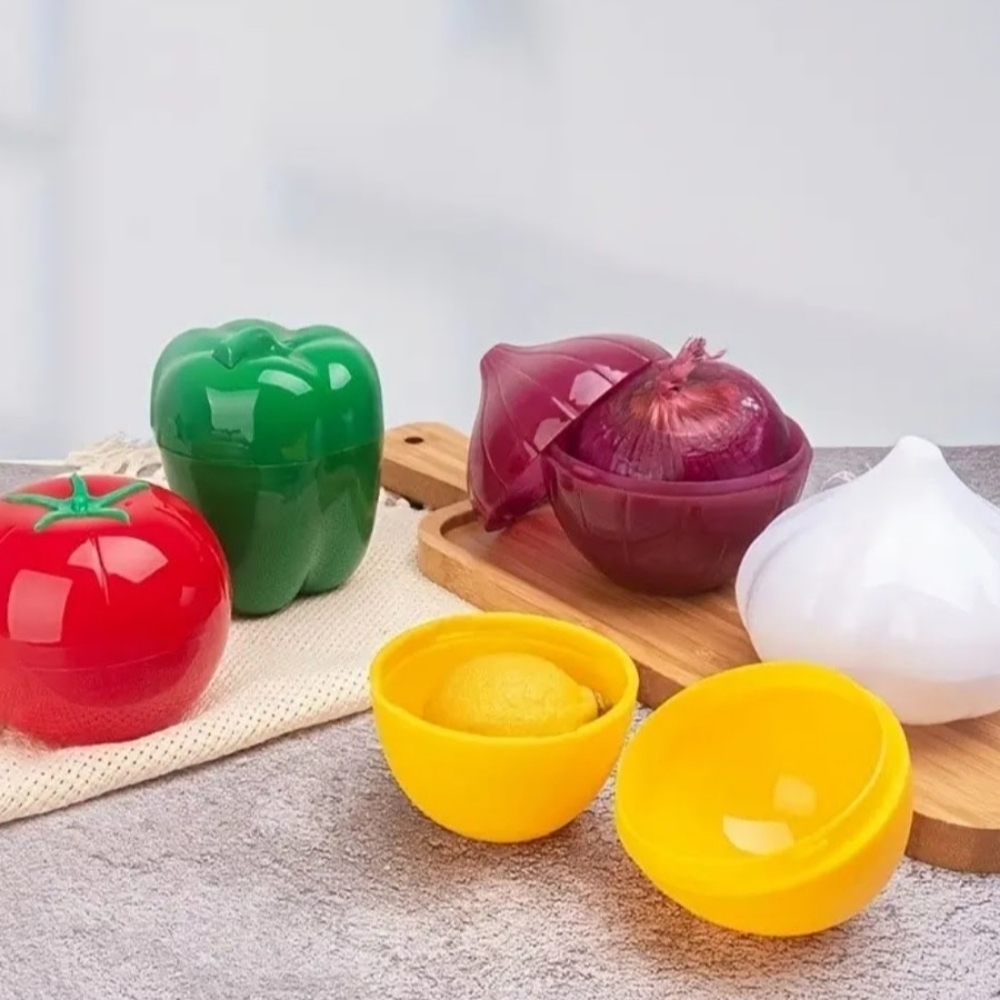 Vegetable Storage Saving Containers Garlic Pepper Onion Lemon Tomatos NEW